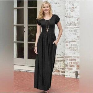 Matilda Jane Women's Maxi Dress - Size Small, Black, Short Sleeve
